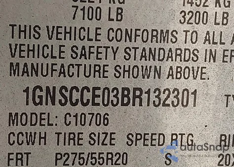 2011 Chevrolet Tahoe Ltz z USA, uszkodzony, nr VIN 1GNSCCE03BR132301